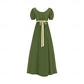 preiswerte Kleid-Retro Vintage Mittelalterlich Renaissance Knöchellänge Kleid Ballkleid Kleid im Regency-Stil Kurze Ärmel Prinzessin Dame Einfarbig Quadrathals Kostüm Damen königlich Halloween Karneval Leistung