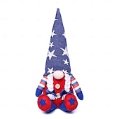  Confezione da 2 statuette decorative americane Rudolf, pentagramma a strisce, bambola nana senza volto, 250 pezzi, per il giorno dell'indipendenza