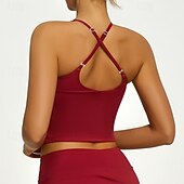 abordables Soutien-Gorges de Sport-Femmes Soutien Moyen Débardeur Rembourré Brassières et Soutiens-gorge/Sport Mince Top Rembourré Salle de sport Exercice Course Léger Élastique Respirant Noir Blanche Rouge Couleur Unie