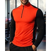 economico T-shirt e Canottiere da Corsa-Per uomo Blocco di colori T-shirt da corsa Maglia a compressione Maglia atletica Maglia da corsa Sport in alto Primavera Autunno Patchwork Blocco di colore Cerniera a un quarto Manica Lunga