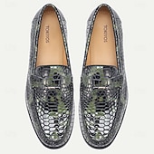 abordables Mocassins en cuir de qualité supérieure-Mocassins pour homme en cuir premium imprimé serpent, tendance et audacieux, parfaits pour les vacances et les sorties nocturnes.