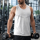 preiswerte Lauf-T-Shirts &amp; Tanktops-Herren Einfarbig Lauf-T-Shirt Kompressionsshirt Sportshirt Sporttop Sommer Ärmellos Schnelltrocknend Feuchtigkeitsableitend Atmungsaktiv Fitnesstraining Gehen Joggen Blau Schwarz Weiß Sportbekleidung