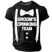  Heren bruidegom drinkteam tekst vlinderdas bretels smoking grafisch humoristisch sarcastisch vrijgezellenfeest bruiloft bruidsjonkers t-shirt regular fit casual feestkleding kleding s m l xl xxl xxxl