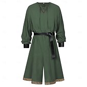 economico Outfit-Set Retrò Vintage Medievale Rinascimento Cintura in Vita Polsino Tunica con accessori Lunghe Vichingo Ranger Costume Per uomo Fantasia Halloween Carnevale Fiera Rinascimentale LARP Festa a tema retrò