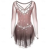 abordables Vestidos de Patinaje Artístico-Vestido de patinaje artístico Chica Patinaje Sobre Hielo Vestidos Negro Blanco Amarillo Retazos Costura asimétrica Elástico Entrenamiento Competición Ropa de Patinaje Clásico Cristal / Strass Manga