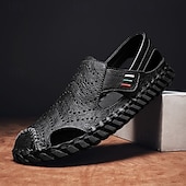 preiswerte Lässige Sandalen-Weiße, perforierte Herren-Freizeitschuhe aus Kunstleder, leichte, atmungsaktive Loafer für sommerliche Mode und legere Treffen