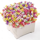  24 csokor művirág kültéri és beltéri használatra, 6 színű vegyes műanyag művirágok százszorszépből eukaliptusz levelekkel, otthoni kerti dekorációhoz, verandára, ablakládába