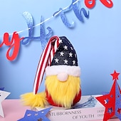  Confezione da 2 bambole nane senza volto con pentagramma a strisce per il giorno dell'indipendenza, decorazione per bambola Rudolf