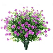 זול פרח מלאכותי-6 חבילות פרחים מלאכותיים פרחים מזויפים חיצוניים לקישוט עמיד בפני UV ללא דהייה צמחי פלסטיק מלאכותיים גינה למרפסת חלון עיצוב ארגזי חלון