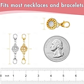 abordables Arts, artisanat et couture-12 fermoirs et attaches magnétiques pour colliers, dorés &amp;Rallonges magnétiques argentées avec fermoir mousqueton pour colliers &amp;bracelets, convertisseur de bijoux facile à utiliser pour femmes,