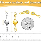 levne umění, řemesla a šití-Balení 12 magnetických zapínání a sponek na náhrdelníky. Prodlužovač šperků na náhrdelník se silným magnetem. Magnetická spona na náhrdelník pro výrobu šperků, náhrdelníků a náramků. Zlaté a stříbrné