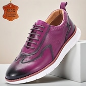 billiga Premium sneakers i läder-Herrskor i äkta läder, trendiga lila finskor, unik design för bröllop och speciella tillfällen