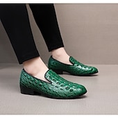 abordables Mocasines-Zapatos sin cordones con estampado de cocodrilo rojo de piel sintética para hombre, elegantes y cómodos para ocasiones formales e informales.