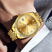 cheap Quartz Watches-Men's Watch, Men's Charming Luxury Watch, Rhinestone Decoration, Calendar Function, Night Light Display, Men's Fashionable Casual Watch, Best Men's Accessory, and Best Men's Gift Selection