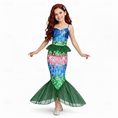  sereia Princesa sereia Vestidos Fantasia de festa temática Fantasias for Para Meninas Crianças Carnaval Baile de Máscaras Festa Feriado