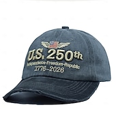 abordables 250 Aniversario de los EE. UU.-Gorra de béisbol del 250.º aniversario, con bordado patriótico de EE. UU., gorra roja ajustable con cierre a presión, conmemorativa del Día de la Independencia de 1776 a 2026, para hombres y mujeres,