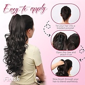 halpa Poninhännät-24 tuuman pitkä laineikas poninhäntäpidennys, viininpunainen ombre-kynsipidike, pitkä kihara laineikas viininpunainen poninhäntäpidennys, leukaklipsillä varustettu poninhäntäpidennys naisille, 24