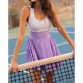 levne Dámské šaty-Dámské Slátanina Petit tenisové šaty Tenisové šaty s vestavěnými šortkami a podprsenkou Sportovní šaty Bez rukávů Kapsy Elastický Prodyšné Tenis Běh Zdatnost Kopeček Šaty Tepláková souprava Fialová
