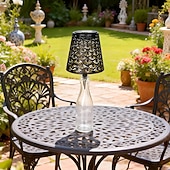 baratos Luzes de paisagem-1 unidade de luminária solar LED para rolha de garrafa, luminária para garrafa de vinho, luz embutida para sala de estar, sala de jantar, bar, camping, decoração de mesa, luz de projeção vazada