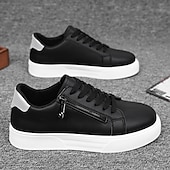 billiga Vardagssneakers-Vita herrsneakers med dragkedja, trendiga och mångsidiga för vardagliga utflykter och resor