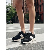 billiga Damsneakers-dam retro vit &amp;grå platåsneakers - avslappnade grova pappaskor med svart kontrastrand för dagligt streetwear, urban pendling &amp;stadsvandring