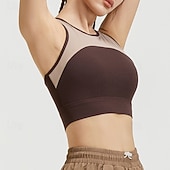 baratos Sutiã Esportivo-Mulheres Sustentação Média Regata com Bojo Sutiã de corrida Delgado Good Top Acolchoado Academia Exercício Corrida Leve Elástico Respirável Preto Branco Azul Retalhos