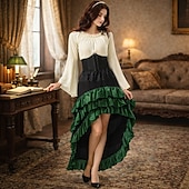 economico Outfit-Set Gotico Medievale Rinascimento Gonna Blusa / Camicia Corsetto Lunghe Pirata Linea ad A Scollo Tondo Costume Per donna Halloween Carnevale Fiera Rinascimentale LARP Festa a tema retrò Adulti