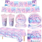 billiga Event &amp; Party Supplies-Festtillbehör i popstjärnestil inspirerade av Koreanska idoler, 76 delar födelsedagsdekorationer med banderoll, papperspompomer, hängande virvlar, tårtdekorationer &amp;Cupcake-plockare,