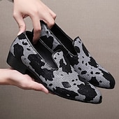 economico Mocassini-mocassini da uomo in similpelle con stampa mucca, alla moda e comodi, perfetti per occasioni semi-formali e uscite informali