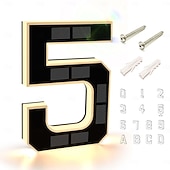 baratos Candeeiros Luzes de Exterior-Luminária de parede solar externa de 9 polegadas com endereço, à prova d'água IP44, luz LED com número para jardim, varanda, casa de campo, rua, placa luminosa com número da casa, luz decorativa