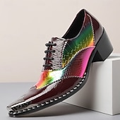 billiga Klassiska Klädskor-Herrskor i äkta läder i färgglada skimrande formella skor, eleganta snörskor för bröllop, lyxskor för brudgum och bröllopsgäster