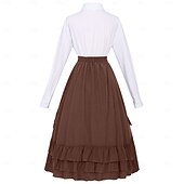 abordables Conjuntos-Conjunto Elegante Medieval Renacimiento Hasta el Tobillo Falda Blusa / Falda Larga Princesas Dama Corte A Disfraz Mujer Fantasía Navidad Víspera de Todos los Santos Feria del Renacimiento LARP Adulto