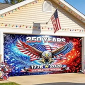 cheap 250th Anniversary-U.S. 250th Anniversary Garage Door Cover Decoration, 4th of July Eagle Photograph Backdrop America 1776-2026 USA Banner for Independence Day Patriotic Decor