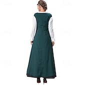 economico Vestito-Retrò Vintage Medievale Rinascimento Lunghezza al pavimento Vestito Lunghe Vichingo Allacciato Costume Per donna Fantasia Halloween Carnevale Fiera Rinascimentale LARP Festa a tema retrò Adulti