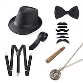 economico Outfit-Set Vintage Anni Ruggenti Anni 1920 Set di accessori Fedora Il grande Gatsby Gentiluomo Costume Per uomo Halloween Carnevale Feste Mascherata Adulti Fiocco Cappello Bretelle