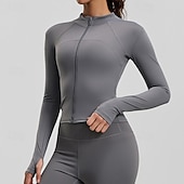 economico Giacche da corsa-Per donna Tinta unita Giaccia da corsa Giacca da esterno Giacca sportiva Estate Primavera Autunno Cerniera completa Snello Manica Lunga Asciugatura Rapida Leggero Elastico Traspirante Palestra Corsa