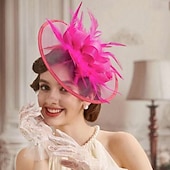voordelige Fascinators &amp; Hoeden-Derby Helm Tovenaar Vriendelijke vrouw Veer Kostuum Dames Maskerade Teaparty Ascot Paardenracefestival Volwassenen Helm