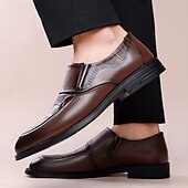 preiswerte Slipper-Dunkelbraune Herren-Slipper aus Kunstleder, klassische Business-Casual-Schuhe für den Weg ins Büro, Hochzeiten und formelle Anlässe