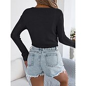 preiswerte Einfarbiger Cardigan-Damen Pullover Strickjacke Urlaub Mode Lässig Einfarbig Gehäkelt V Ausschnitt Schnürung Gestrickt Langarm Crop Tops Stricken Täglich Outdoor Wochenende Schwarz Weiß Sommer Frühling