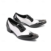 cheap Classic Dress Shoes-Men's Genuine Leather Black and White Formal Shoes, Stylish and Classy Footwear for Weddings, Perfect for Wedding Guests and Groom