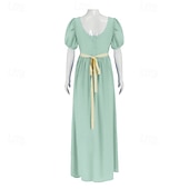 preiswerte Kleid-19. Jahrhundert Regency-Zeit Knöchellänge Kleid Kurze Ärmel Prinzessin Dame Edelfrau Einfarbig Quadrathals Kostüm Damen königlich Halloween Karneval Teegesellschaft LARP Renaissance-Messe Erwachsene