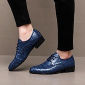 abordables Chaussures Derby-Chaussures habillées pour hommes en similicuir orange à motif crocodile – chaussures de ville et de mariage pour messieurs modernes