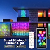 זול רצועות אור חכמות-וילון אור חכם וניתן לתכנות עמיד למים ip44, שינוי צבע RGB טקסט הניתן להתאמה אישית DIY &amp;דוגמאות, נורות לד עם שלט רחוק, אפליקציית בלוטות', בקרת נקודות קסומות לעיצוב הבית