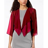 economico impacchi per gli invitati al matrimonio-Scialli Scialle Donna Elegante Puro Manica 3/4 Chiffon Stole da matrimonio Con Colore puro Per Feste Primavera &amp; Estate