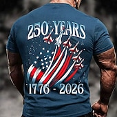  4 luglio 2026 250° Giorno della Memoria Maglietta a Manica Corta con Stampa 3D Bandiera USA per Uomini Quotidiano