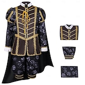 preiswerte Outfits-Rokoko Viktorianisch Renaissance Outfits Ausgefallene Kostüme Edelmann Königliche Kleidung Kostüm Herren Halloween Karneval Party Leistung Renaissance-Messe Erwachsene Oberteil Umhang Shorts