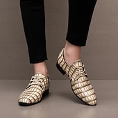 abordables Chaussures Derby-Chaussures habillées pour hommes en similicuir orange à motif crocodile – chaussures de ville et de mariage pour messieurs modernes