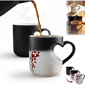 levne Šálky a hrnečky-Magický keramický hrnek ve tvaru srdce, který mění barvu, termochromický kávový hrnek s rukojetí ve tvaru srdce, zábavný keramický kávový hrnek na Valentýna, dárky ke Dni matek