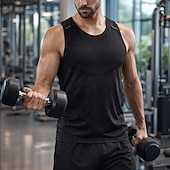 preiswerte Lauf-T-Shirts &amp; Tanktops-Herren Einfarbig Lauf-T-Shirt Kompressionsshirt Sportshirt Sporttop Sommer Ärmellos Schnelltrocknend Feuchtigkeitsableitend Atmungsaktiv Fitnesstraining Gehen Joggen Blau Schwarz Weiß Sportbekleidung