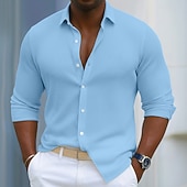 cheap Men's Button Up Shirts-Men's Shirt Corduroy Shirt Button Up Shirt Blue Black White Navy Blue Purple Long Sleeve Plain Turndown Casual Daily Button-Down Clothing Apparel Polyester Fashion Streetwear Classic Casual